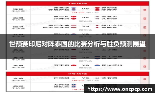 世预赛印尼对阵泰国的比赛分析与胜负预测展望